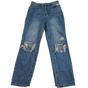 Pacsun Womens Jeans Size 28 High Rise‎ Straight Leg Distressed Ripped Denim